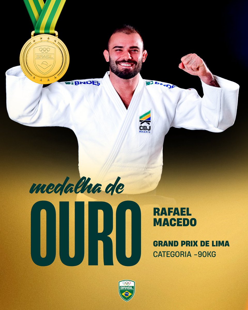 timebrasil's tweet photo. É OURO PARA O BRASIL! 🥇🇧🇷

Rafael Macedo é campeão da categoria -90kg do Grand Prix de Lima, garantindo mais uma medalha para o Brasil na competição! 🥋

LUTOU DEMAIS, RAFA! 🔥

#TimeBrasil #Judô https://t.co/iqqUlvKZyM