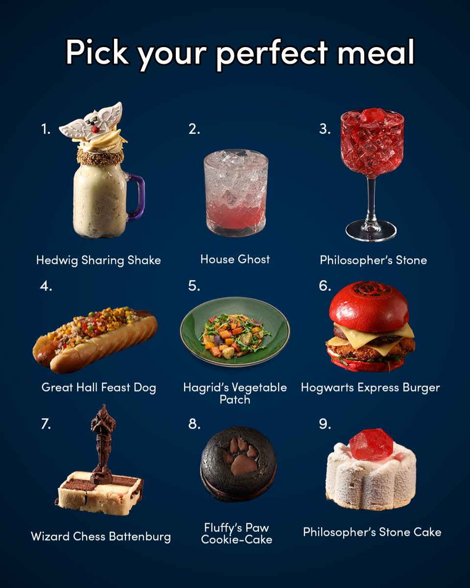 wbtourlondon's tweet photo. Pick one from each row and let us know your dream meal at the Studio Tour 😋

📍Studio Tour Hub https://t.co/QfhPBq779L
