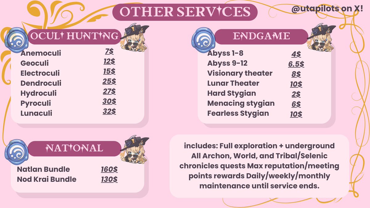 utapilots's tweet photo. Welcome to Uta's piloting services! 💗

- Fast &amp; reliable
-Affordable
- Custom services available
- for any optional questions please dm on X/Discord @utapilots 
- For future updates and detailed prices, check out my Google Sheets below!
https://t.co/pwXXFrXHzP https://t.co/uhR5TlNifF