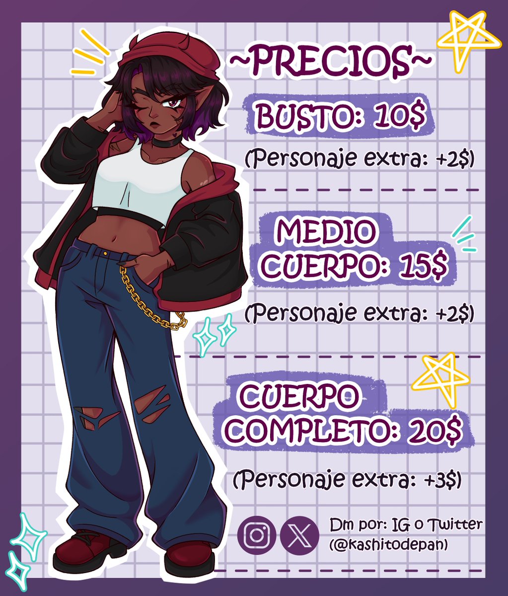 Kashito_de_Pan's tweet photo. ❗️COMISIONES ABIERTAS❗️🗣️

HOLIS! finalmente, es oficial, abrí comisiones, acá les dejo mi humilde tablita de precios ;w;

Cualquier duda o si me quieren comisionar me pueden mandar dm, sino me ayudaría mucho que compartieran esto, muchas gracis gente bonita🫶🫂

#commission https://t.co/9tS6KKwOdW