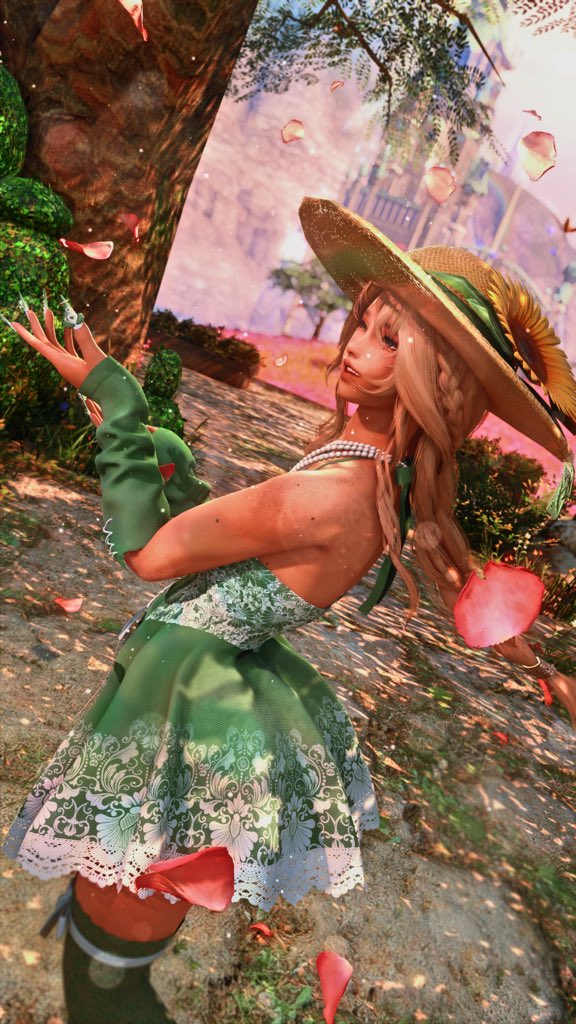 PeachtheAngeI's tweet photo. @KidIcarusXIV makes the cutest OC’S and I’m glad I get to gpose them hehe!!! This was taken for @EnchantedFFXIV for tonight’s Garden Party Event!! Opening in an hour! 🌷💐 https://t.co/g3cVkuq2my