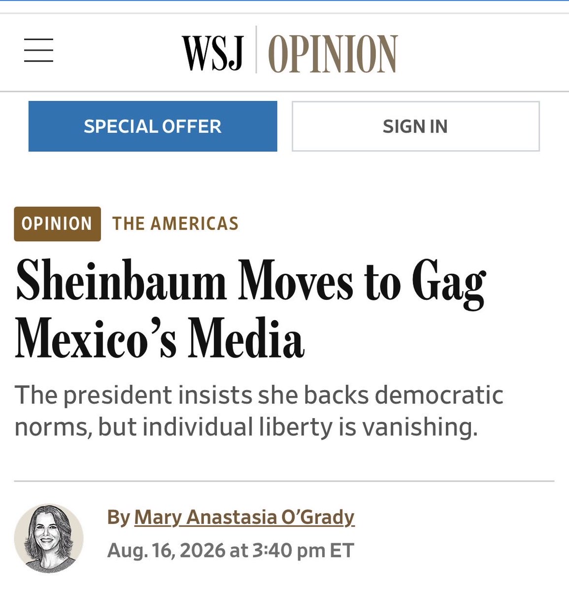 mario_dico50's tweet photo. 🔴 AL MOMENTO : El Wall Street Journal menciona el ataque de Sheinbaum para “silenciar” a los medios . La crisis política del gobierno empeora https://t.co/7LzhcNt2I6