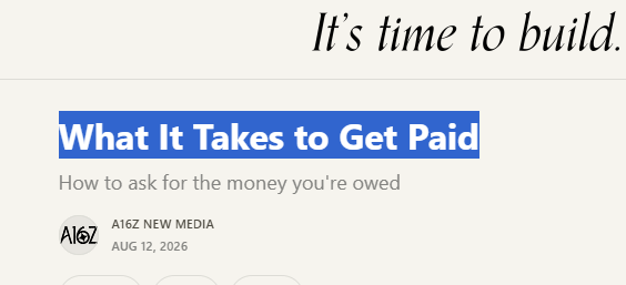 Misty_Binance's tweet photo. This is good.

a16z Recently Posted an article on "What it takes to get paid"

and you if read the article or just search "ask" you will see the whole point of the article is just to ASK 

so basically...

What does it take to get paid??

$Ask https://t.co/HCffFuAwrn