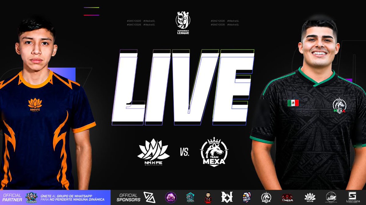 CR_Supremacy's tweet photo. ⚫ 𝐋𝐈𝐕𝐄 - 𝐌𝐀𝐓𝐂𝐇 𝟔 - 𝐋𝐀𝐒𝐓 𝐑𝐎𝐔𝐍𝐃

WE CLOSE THE DAY WITH A HUGE SHOWDOWN! ⚔️🔥

NoMercy x Flor de Loto 🆚 Team Mexa 🇲🇽

The stakes couldn't be higher! Team Mexa only needs to win ONE SET to secure a spot in the Play-In zone! 🎟️📈

🇦🇷 @NoMercyGG__ 🆚 @Team_Mexa_MX 🇲🇽
⏰: 23:00 UTC - 17:00 🇲🇽 - 01:00 🇪🇸
📺🇪🇸: https://t.co/TOheAE1nmv
📺🇪🇸: https://t.co/ceW0lwL0nw
🎙️🇪🇸: @Recameca
📺🇺🇸: https://t.co/S5EMJNsWCg
🎙️🇺🇸: @ArkaneCr01
📺🇧🇷: https://t.co/3g9cfD9s1m
🎙️🇧🇷: @Steveflacr
📺🇧🇷: https://t.co/Z66d3W17rI
🎙️🇧🇷: @DeonClash

#SMCY2026 #WeAreSL #ClashRoyale