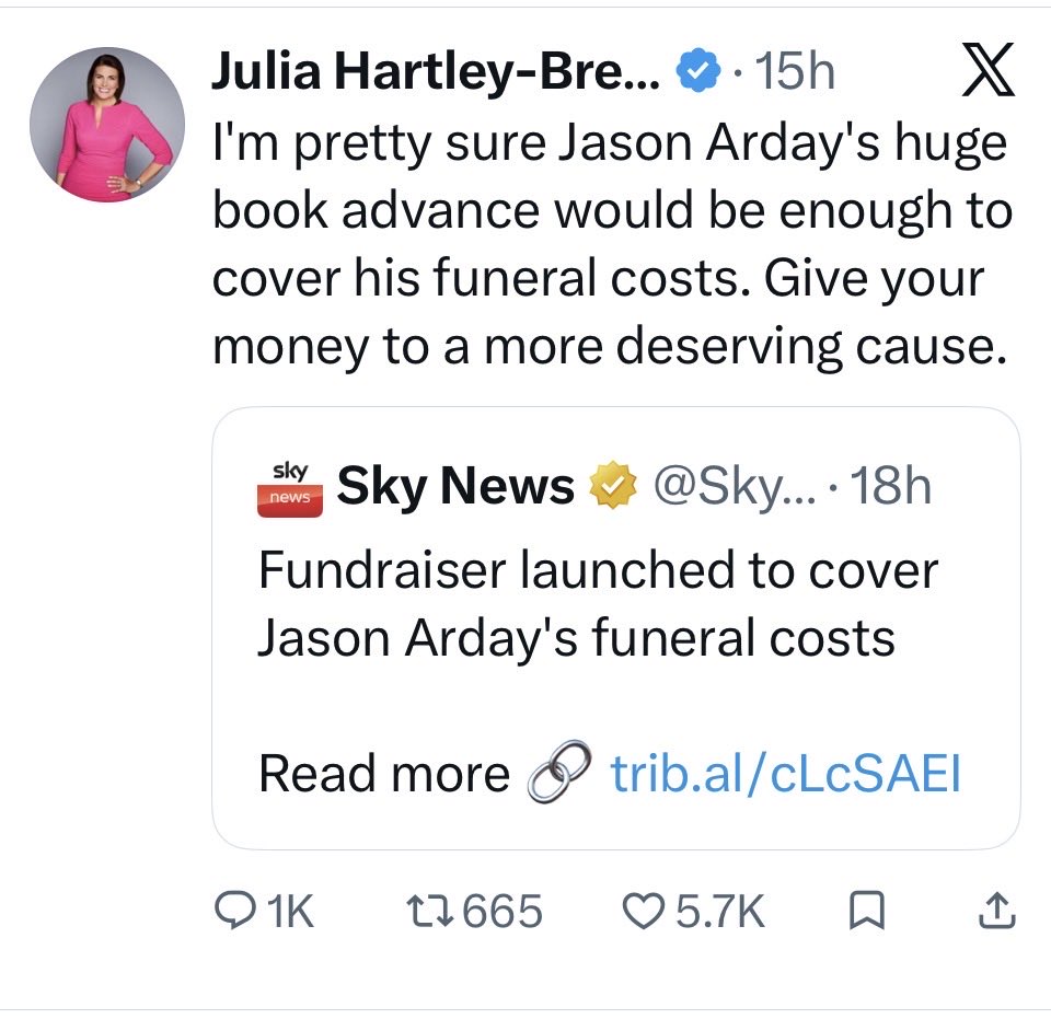 carolecadwalla's tweet photo. I met Julia Hartley-Brewer when we were both 18. I don’t know how she got to where she is but the idea that revelling in a suicide on a microblogging platform as a career move was just not something that occurred in 1988. I feel so lucky to have come of age in that world not this one.