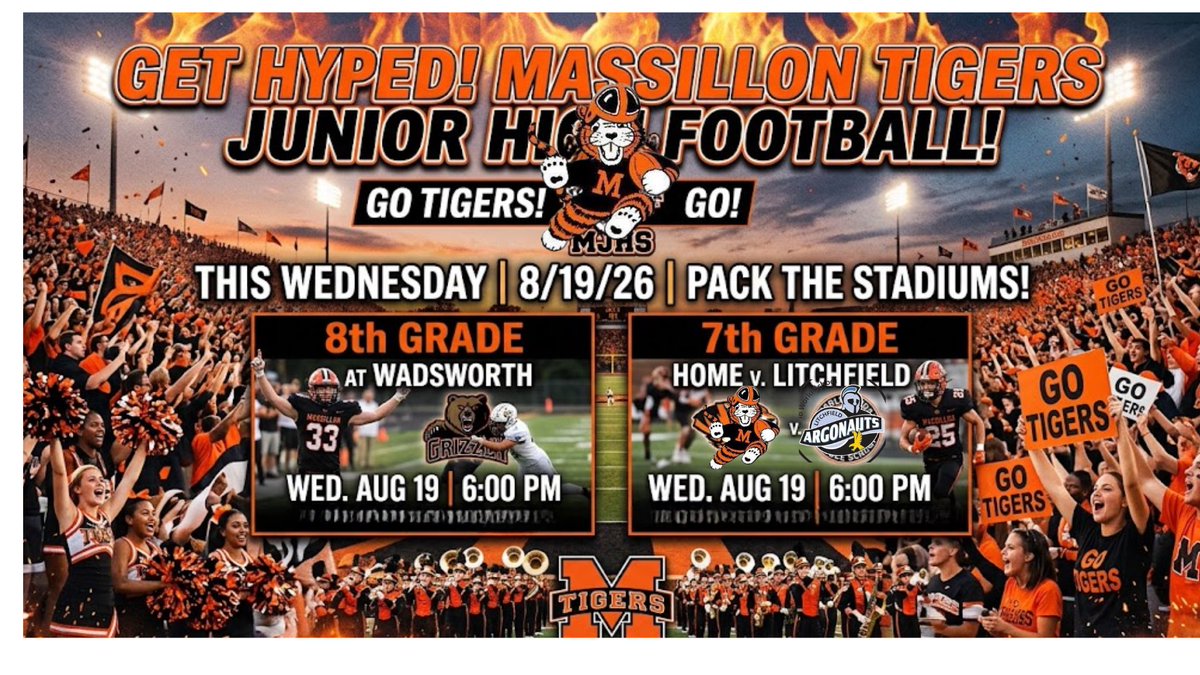 MJHSTIGERFB's tweet photo. Let’s Go! T.I.G.   #weareMASSILLON https://t.co/G8S4z5jV9y