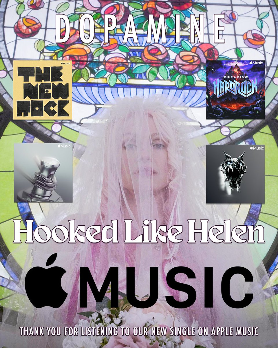 HookedLikeHelen's tweet photo. THANK YOU APPLE F💘CKING MUSIC!!! So stoked our new single "Dopamine" just got added to FOUR official @AppleMusic playlists: New In Rock, New In Hard Rock, Breaking Hard Rock, and The New Rock (CA). Thank you for listening, everyone! 🥹💘

@symphonicdist 🫶 https://t.co/uRN1WdSDDz