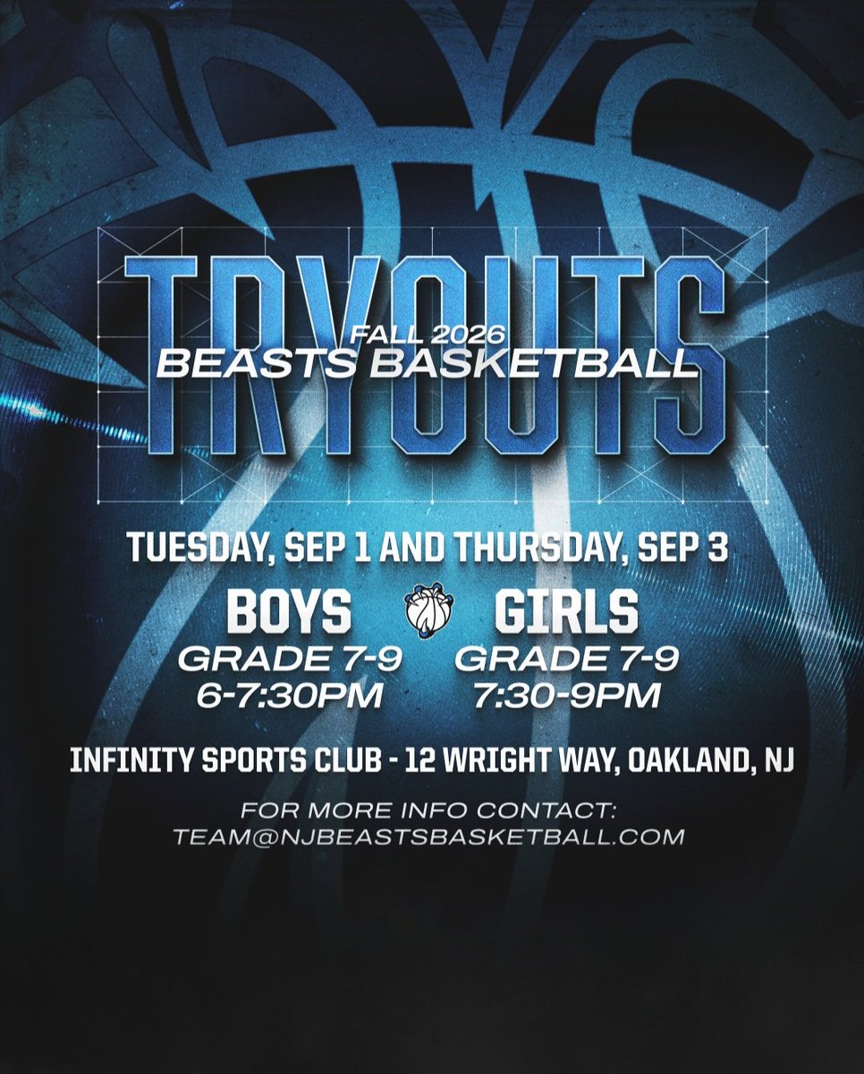 NJBeasts's tweet photo. FALL BOYS &amp; GIRLS TRYOUTS

DM us now to secure your spot 😈 https://t.co/SKdfJw6qHs