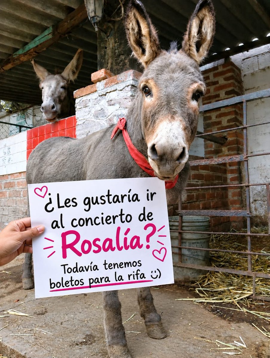 Burrolandia_mx's tweet photo. ¡TODAVÍA TENEMOS BOLETOS PARA LA RIFA DEL CONCIERTO DE Rosalía ! ☺️👏🏻🎉

Disfruta del concierto apoyando a 103 burritos rescatados 🤗❤️

#unetealproyectoderescatedelburritomexicano
Burrolandia México, #Aquenoteaburres!!! https://t.co/iRfJ6LGrKi