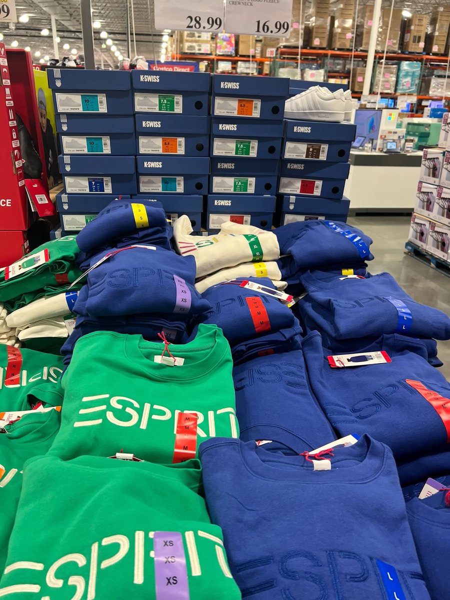 Marla__Stinger's tweet photo. Costco is tripping! Esprit sweatshirts and K-Swiss? Only thing missing is Skidz!
#GenXAF https://t.co/WXCOny9BM5