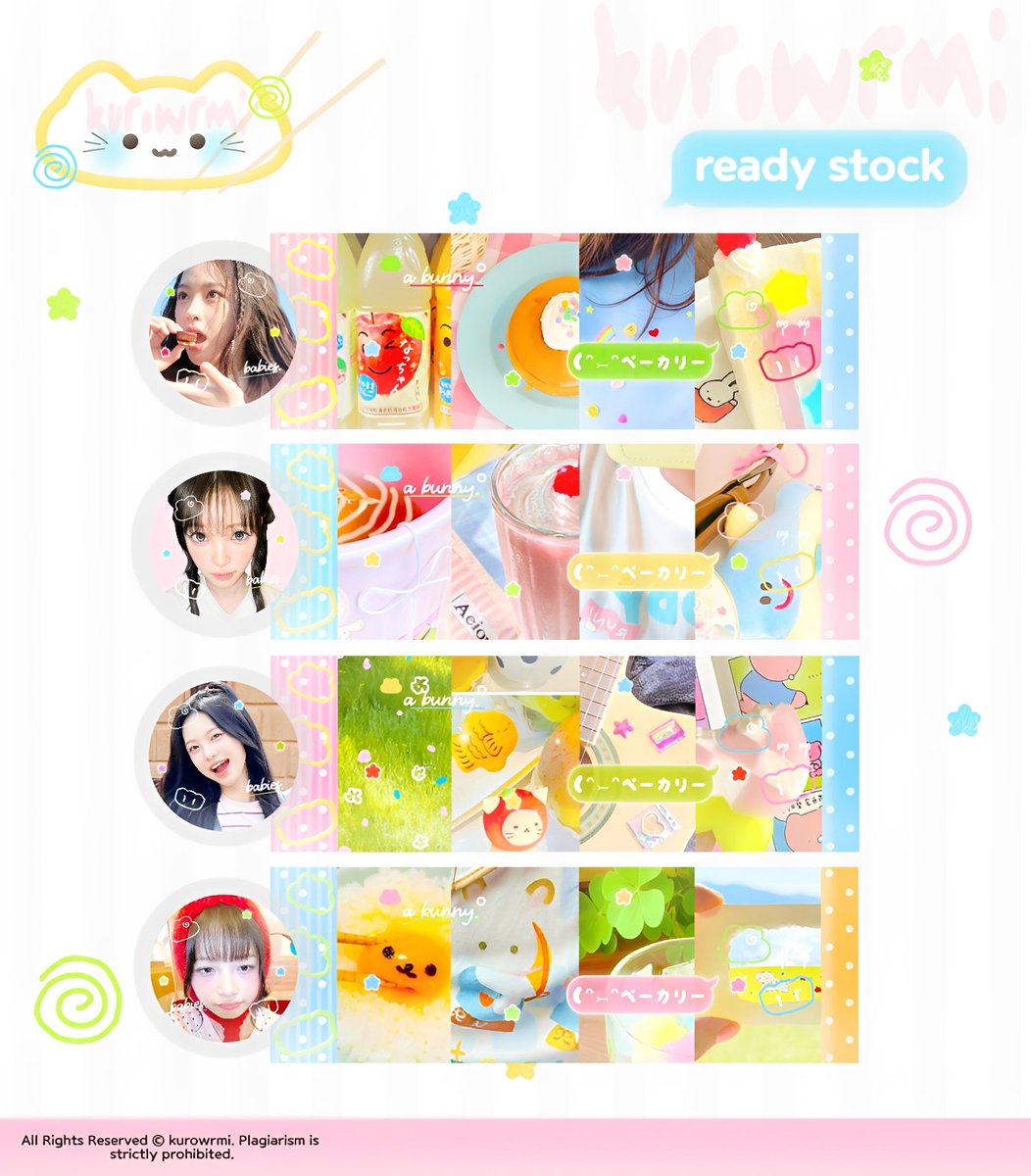 kurowrmi's tweet photo. help repO__ost? #zonauang timakaci! 🍏

lilo bawa 8 layout RS GG chara: kya yuha ian rei hanni winter minju leeseo 🧁 detail &amp; price on ALT 🧃 boleh dijemput by DM or tele :3 happy jajan mentemen! ⭐👛 https://t.co/ZKNV89hb6W