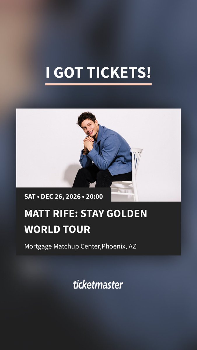 RodriguezV93287's tweet photo. I got tickets for Matt Rife: Stay Golden World Tour - Mortgage Matchup Center - Sat • Dec 26, 2026 • 20:00. Who's in?

https://t.co/tuinlTgQuE https://t.co/MAfgNVoRr0