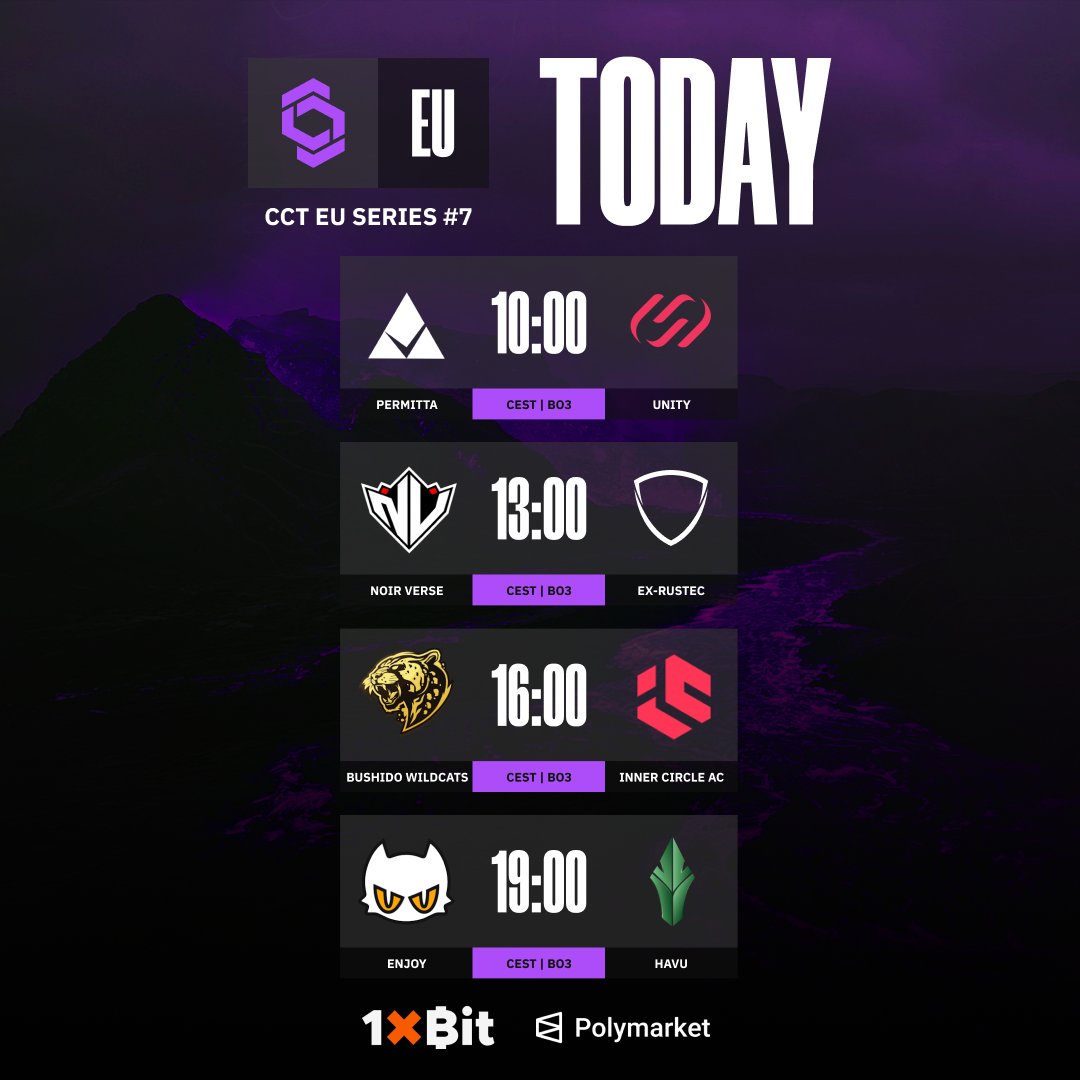 CCT_CS's tweet photo. BRACE YOURSELVES AND LET THE PLAY-INS BEGIN

@Permittaesports 🆚 @UNiTYesports_eu 
@noirverse_gg 🆚 ex-RUSTEC
@bushidowildcats 🆚 @InCircleEsports 
Enjoy 🆚 @HAVUgaming 

Follow all the action LIVE on Kick 💪 https://t.co/JgEoppHzMB