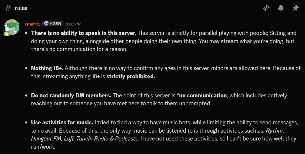featherleafern's tweet photo. my partner made a server for parallel playing / streaming games with 0 talking go join NOW!!!!!!! 🔗👇 https://t.co/CGCtQ8f3wV