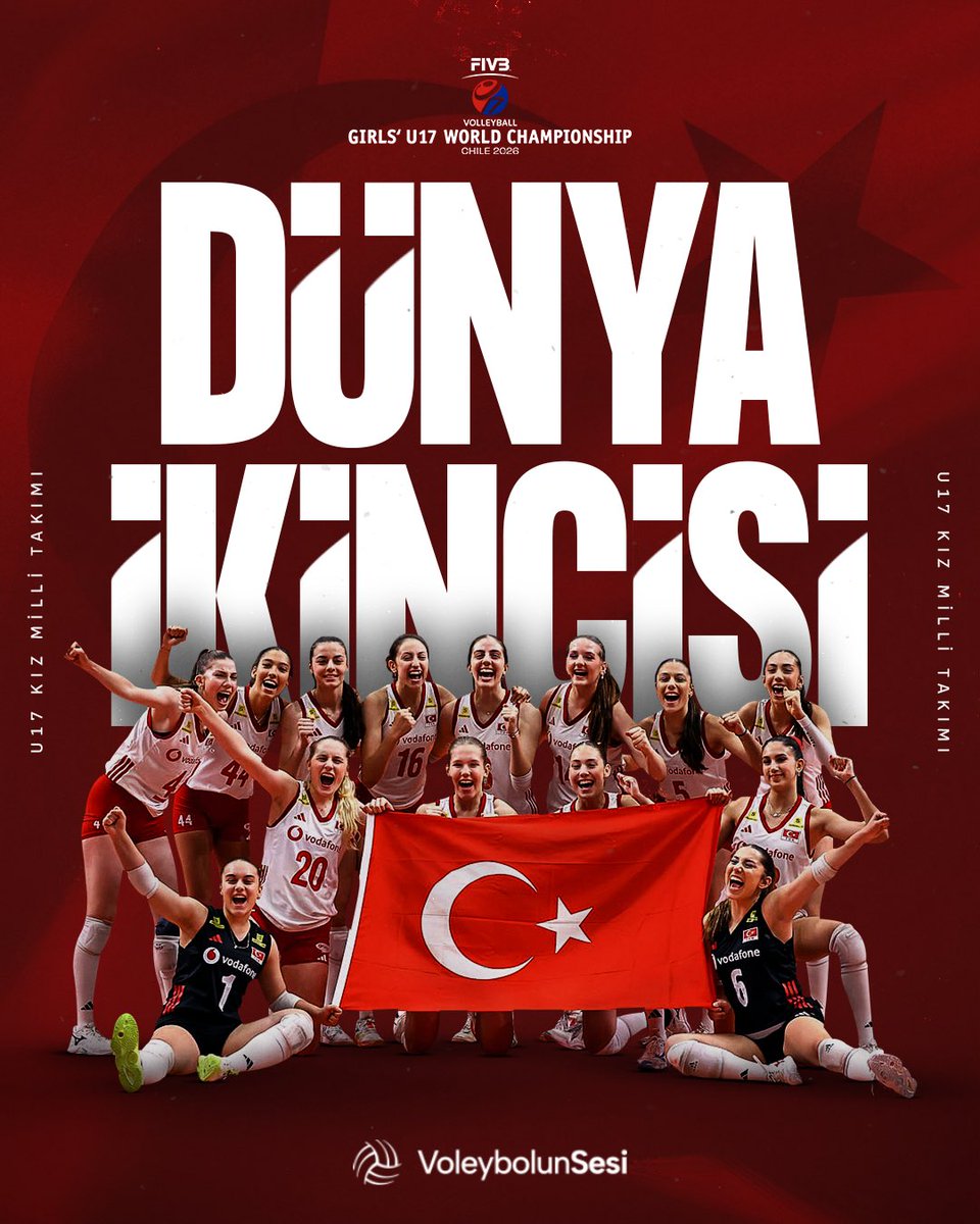 voleybolunsesi's tweet photo. 🇹🇷 SİZİNLE GURUR DUYUYORUZ! 

🤩 U17 Kız Milli Takımımız Dünya İkincisi! 🥈

🏐 Şili'nin başkenti Santiago'da düzenlenen 2026 FIVB U17 Kızlar Dünya Şampiyonası final karşılaşmasında ABD’ye 3-0 (25-23, 25-11, 25-23) mağlup olan Millilerimiz, gümüş madalyanın sahibi oldu. 👏🏻 https://t.co/H898x93tH5