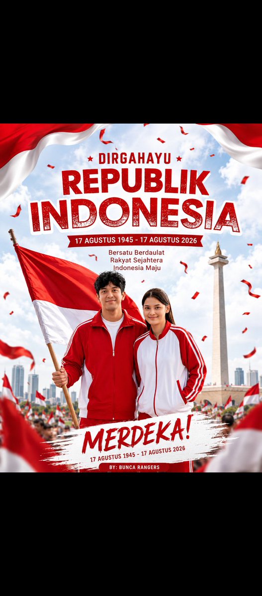 buncarangers's tweet photo. ~ Dirgahayu Republik Indonesia ke-81! 🇮🇩
Mari terus jaga persatuan, semangat kebersamaan, dan cinta tanah air.
Salam kemerdekaan dari Abun Aca &amp; seluruh Komunitas Bunca Rangers.
Merdeka! 🇮🇩❤️🤍 https://t.co/FzEV3l4dho