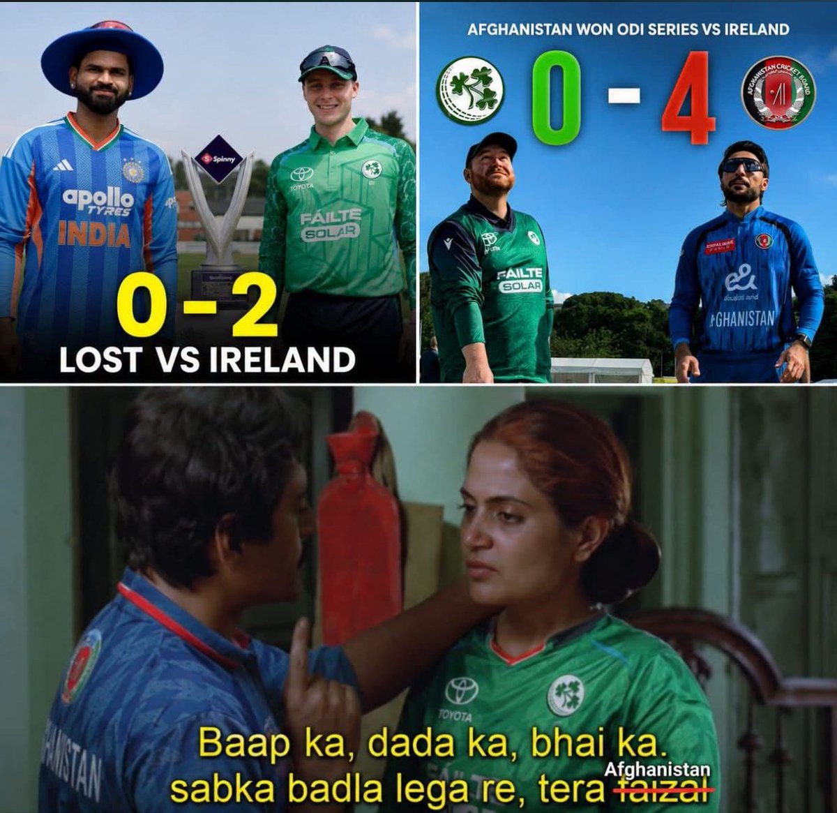 HereToTroll72's tweet photo. Everyone has been talking about the Bangladesh series for the past few days, but Afghanistan just beat Ireland 4-0 in the series. And this is the same Ireland team that once beat a team like India in a T20 series.
#AFGvsIRE #afghanistancricket https://t.co/XZ0wUJeSQk