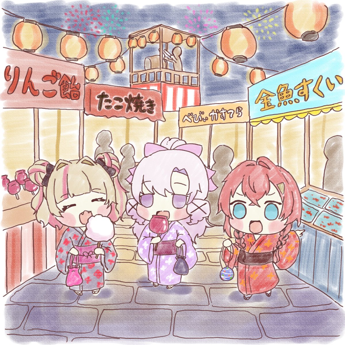 2525become's tweet photo. #サロメ百万展  #絵ンジュ #りりむとおえかき
夏祭り🏮🍎🍧 https://t.co/nKMkpMjXhT