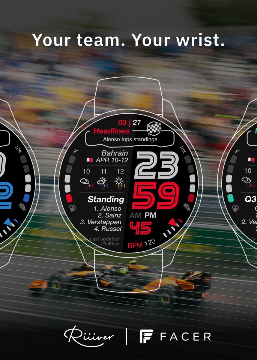 Riiiverofficial's tweet photo. 本日リリース!
Your team. Your wrist.
🏎️ Race it!
🏎️ お気に入りチームを応援
🏎️ 最新順位をすぐにチェック
今すぐ体験 →
https://t.co/r2NKDcMK6K
#Riiiver #Facer #WatchFaces https://t.co/kjVd4TzhUo