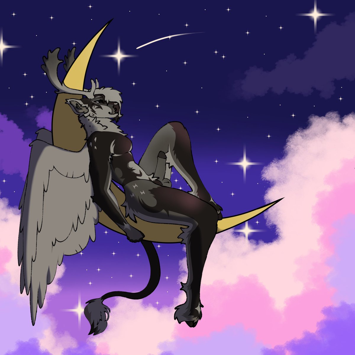 Cherry30w's tweet photo. ✨Stag Of The Stars✨ 
Art by may_.sketchez on instagram 
#furry #furryart #furryarwork #yiff #nsfw https://t.co/QvUgQWhBnL