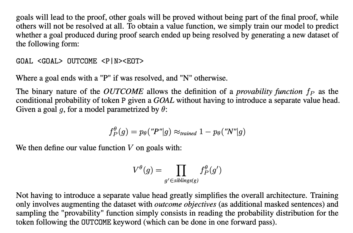 SJDauncey's tweet photo. Very cool approach - the 2026 update to the token-defined "P" / "N" value function from Polu &amp; Sutskever's "Generative Language Modelling for Automated Theorem Proving" (2020) https://t.co/B0vMALmr8g