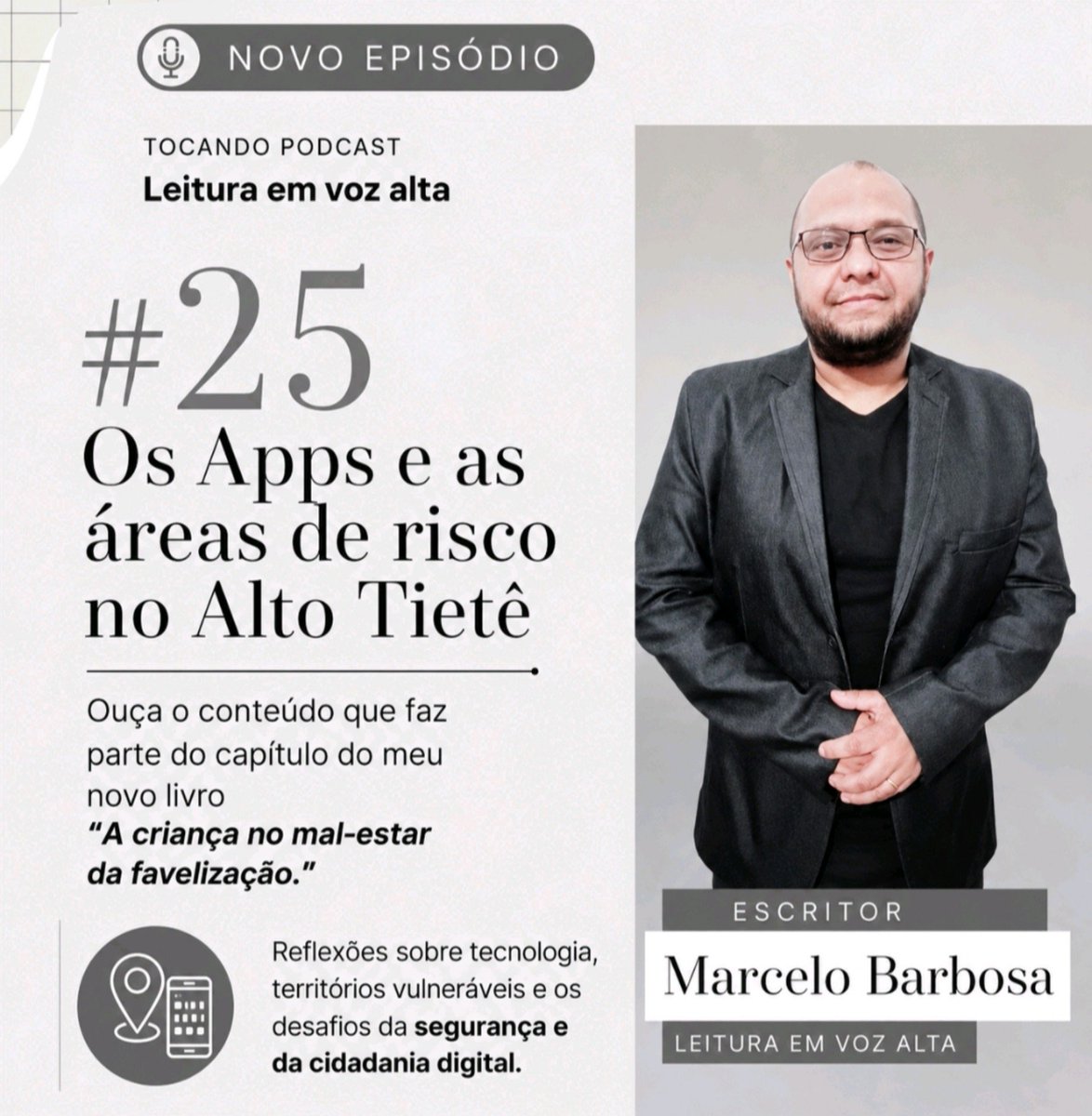 escritormbs's tweet photo. 🎙️ Episódio #25 no @Spotify "Os Apps e as áreas de risco no Alto Tietê", questiono os critérios utilizados por aplicativos de mobilidade para classificar favelas e comunidades como áreas de risco. 🎧 Ouça agora! Procure por  "Leitura em voz alta, escritor Marcelo Barbosa". https://t.co/C4jPiaPuNQ