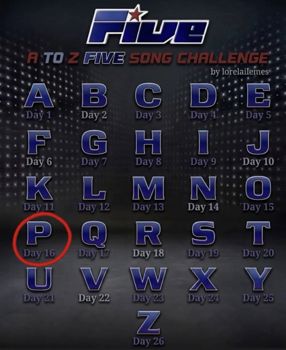 lorelailemes's tweet photo. Five A-Z Song Challenge - Day 16
Letter P: Partyline 555-on-line ๐ถ
#Five #AZChallenge #5iveDay #5ivers
@itsfiveofficial @FiveFanClubBR @5iveday https://t.co/5KD35rLmaX