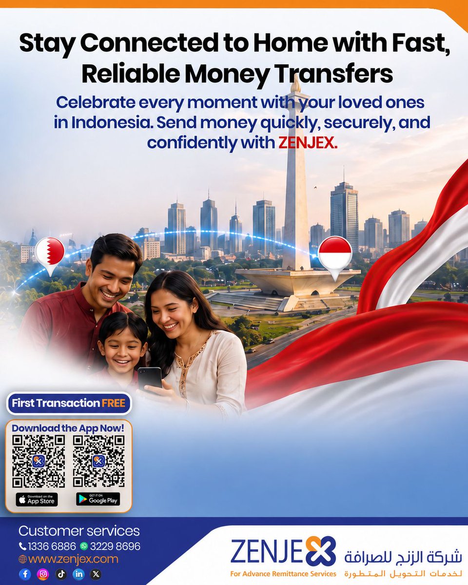 ZenjexExchange's tweet photo. Merdeka! 🇮🇩🎉 Celebrate Indonesia's Independence Day by staying connected to your loved ones. Send money securely and quickly to Indonesia with ZENJEX. Let's celebrate every moment together! First transaction is free! 📲✨

Send money to Indonesia easily. Fast, reliable https://t.co/xxVLM0PWTV