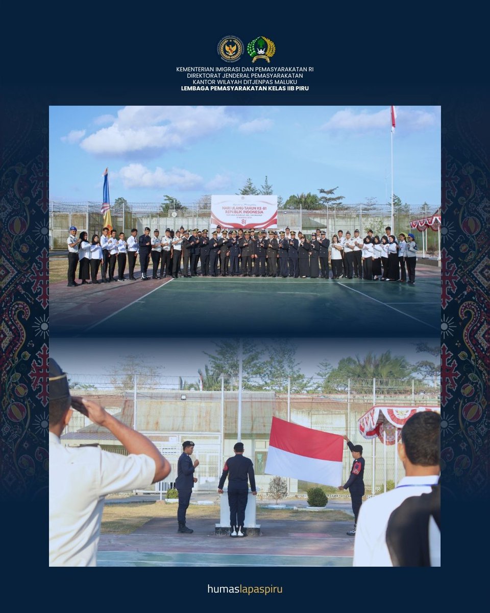 Humaslapaspiru's tweet photo. Lapas Piru Gelar Upacara HUT Ke-81 RI, Kobarkan Semangat Pengabdian dan Persatuan

Baca selengkapnya di :
https://t.co/SDt2eRrbVW

#lapaspiru #HUT81RI #KitaIndonesia #MelangkahDenganHarapan #KitaIndonesiaPeduliNTT https://t.co/khhHJO4zmD