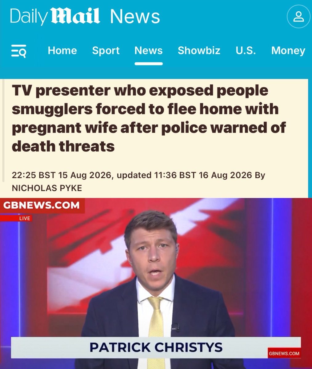 JAllenHarris0's tweet photo. Britain’s police ordered journalist Patrick Christys and his pregnant wife to flee their home in the middle of the night under a death threat.

His crime? Exposing the smuggling networks that flood Britain with criminals and jihadists.
One of the traffickers later stalked him https://t.co/rDhg0ve58z