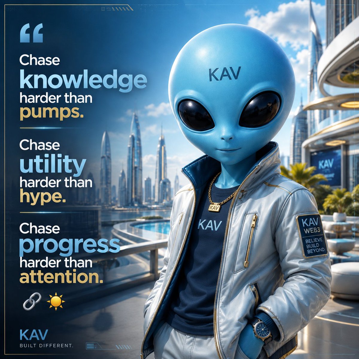 KavianCoin's tweet photo. When you want to build as badly as others want to pump, you stop chasing hypeβ¦ and start creating value. β‘οΈ
#Web3 #CryptoMindset #BuildInWeb3 #Web3Education #UtilityOverHype https://t.co/CEbbpMlWVX