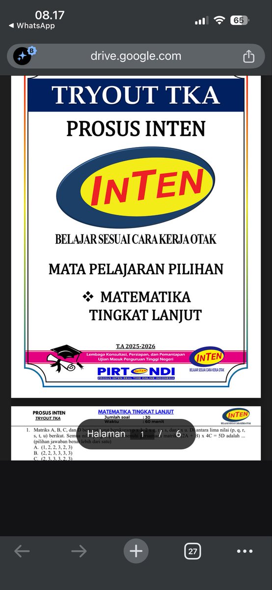 ikaz1277's tweet photo. KUMPULAN TRYOUT TKA BY INTEN

MORE INFORMATION :👇🏻
https://t.co/7qWX7Thqkb

📚TKA WAJIB: https://t.co/4gNYxFhq3L
Buku Tka :https://t.co/qcR4pjFpuZ
📚MATEMATIKA TL: https://t.co/9k9Pwt29gt

📚INGGRIS TL: https://t.co/19qI4rePSp

📚INDONESIA TL: https://t.co/vX2435X78D https://t.co/Uh2cnjUbw3