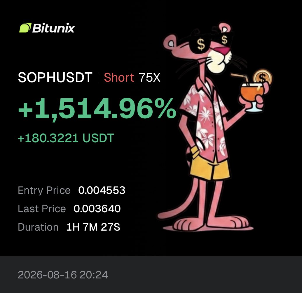 CashOutGains's tweet photo. BANGERS OF THE DAY 8/16

$APR Long 50x 1134%🟢🔥
$H Long 50x 1100%���🔥
$SOPH Short 75x 1515%🟢🔥
$PORTAL Short 75x 849%🟢🔥

Insane day yet again. Running it up on a Sunday. Making so much bread I pondered retiring from (FREE) alerts. My community freaked out. Appreciate the love, it’s an amazing community that’s why I stay . Come join up, it’s FREE.

$BTC $XRP $ETH $SOL $SPY $QQQ #gold #oil #bitcoin #ai #crypto