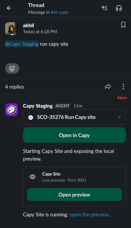 _technodev's tweet photo. as my final intern project, I shipped expose ports on @capydotai 

simply ask it to run a website and you'll have a live preview inside capy and a link you can share with your coworkers!

updates in realtime as capy makes changes to the website and works on every capy surface https://t.co/iInZjih09q