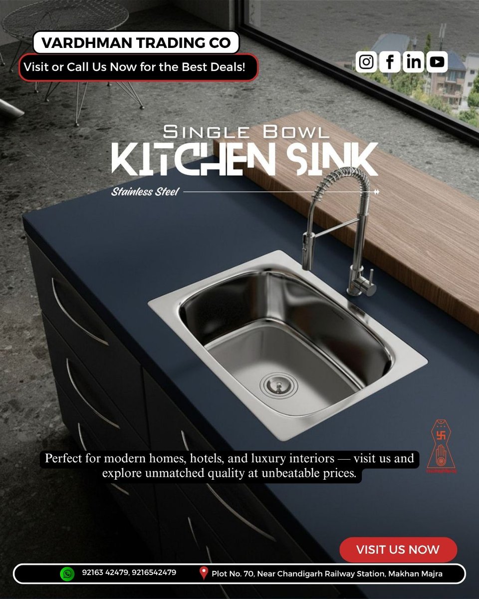 vardhmanCoChd's tweet photo. 🍽️ Upgrade Your Kitchen with a Premium Stainless Steel Sink ✨

📞 Call / WhatsApp: 92163 42479 | 92165 42479
👉 Upgrade your kitchen today — visit Vardhman Trading Co. for the best deals!
#KitchenSink #StainlessSteelSink #SingleBowlSink #KitchenSinkChandigarh #KitchenSink https://t.co/LjLw1qjc1Z