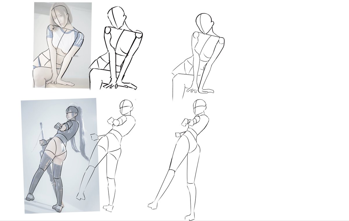 DrawingError's tweet photo. 本周做了些色彩以及骨架訓練。
第一張是臨摹，第二張是原圖。
骨架訓練從左至右是描圖，臨摹，背默。

#illustration #practise #骨架 #繪 #色彩 https://t.co/1phiaOG5nS