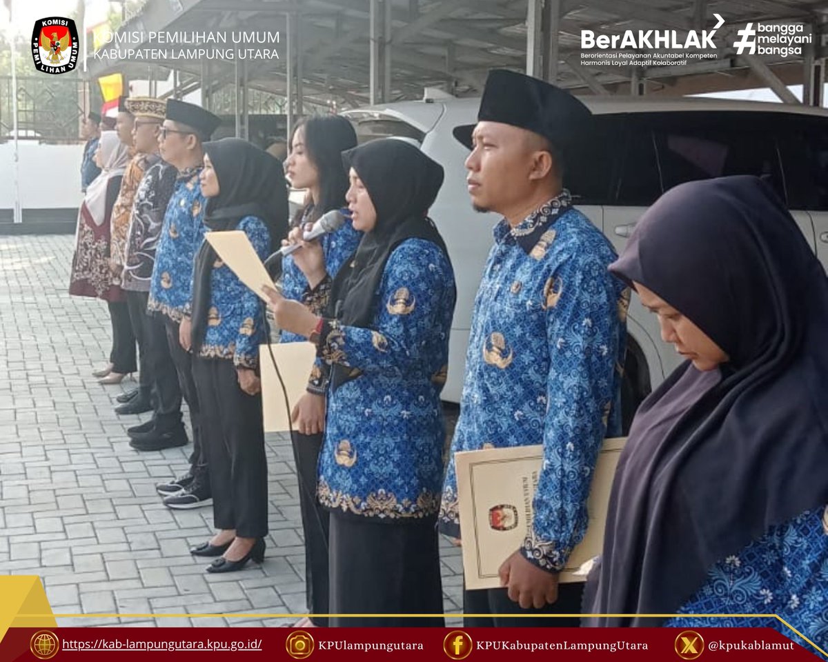 kpukablamut's tweet photo. #TemanPemilih, KPU Kab. Lampung Utara melaksanakan upacara bendera dalam rangka memperingati Hari Kemerdekaan Republik Indonesia ke-81 Tahun (Senin, 17 Agustus 2026).

#KPUkabupatenlampungutara
#KPULampung
#KPUmelayani https://t.co/ErRxAs4W2p