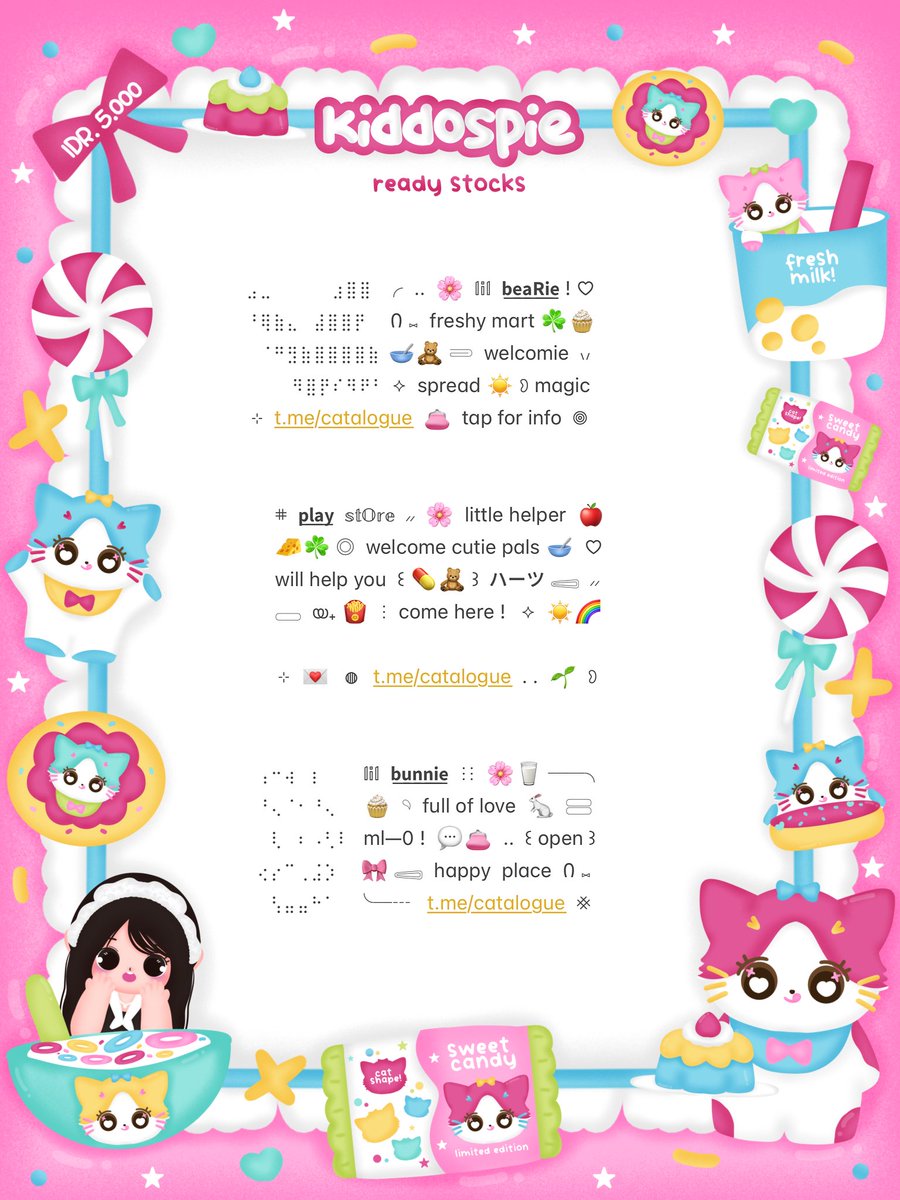 Cinnamoruoll's tweet photo. ⠀
ʚ  🌸  ⋮⋮  help retweet?  tysm  ౿ ⊹ 𓈒 

𓎟 ₊  💭🥣  PROMO 17 ! ˚ 🐇 ⸝⸝  sherin bawain wording ready stock 🍮☘️ 𖣠 ♡  . .  ꒰ set up ba ꒱ ⊂⊃ 🍭 𓐍 start from IDR. 3.000—8.500  🧁🎀 യ₊ reply or dm for order ミ ☀️ ⑅ Ი 

    ◎⠀..⠀⟡ 💌  𓄹 #bealanja  ៶៸ https://t.co/hC8RccFC0m