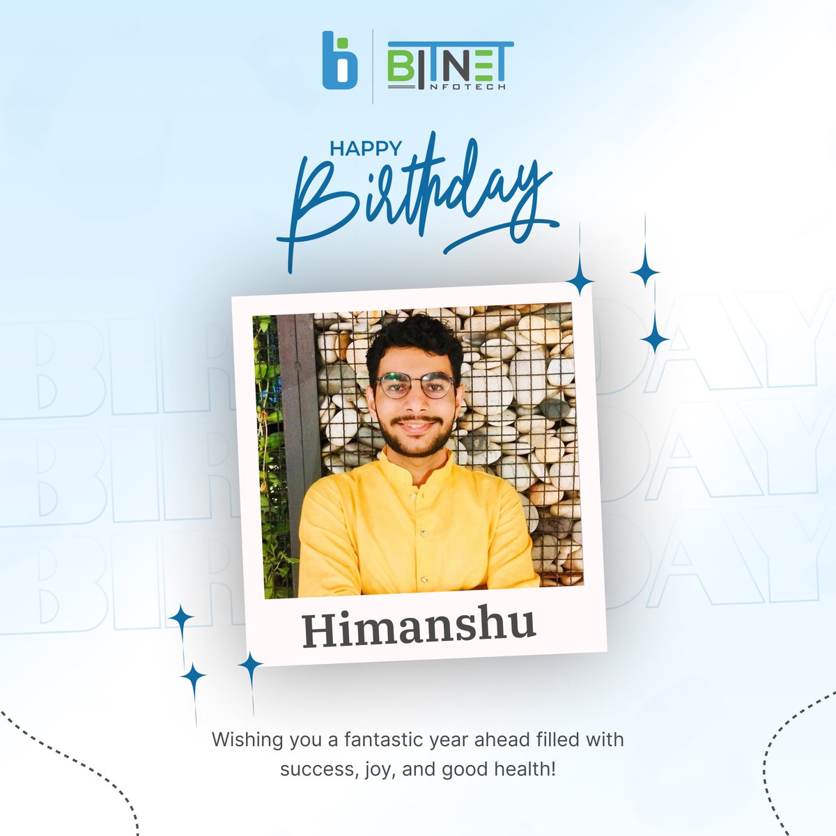 Bitnet_Infotech's tweet photo. ✨🎉May your birthday be filled with laughter, love, and all the little things that make you happiest. Cheers to new beginnings and endless possibilities!
🎂🎂Happy Birthday Himanshu
#birthday #birthdaycelebration #birthdayvibes #birthdaywishes #bitnet #bitnetinfotech https://t.co/UFAJQhwy03