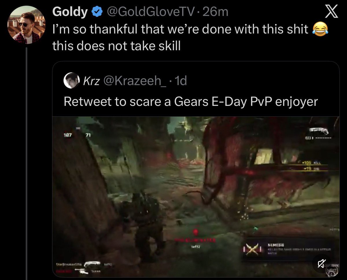 ChaseIsSavage's tweet photo. There’s something backwards about showing up for Gears whenever a new release has hype, then immediately talking down to the people who’ve spent years learning the game.

You don’t have to like how someone plays. But maybe spend less time telling people in the Gears community what “takes skill” and more time being part of it when there isn’t a launch window to benefit from.

The people you’re mocking will still be here when the launch numbers are gone. History says you probably won’t.