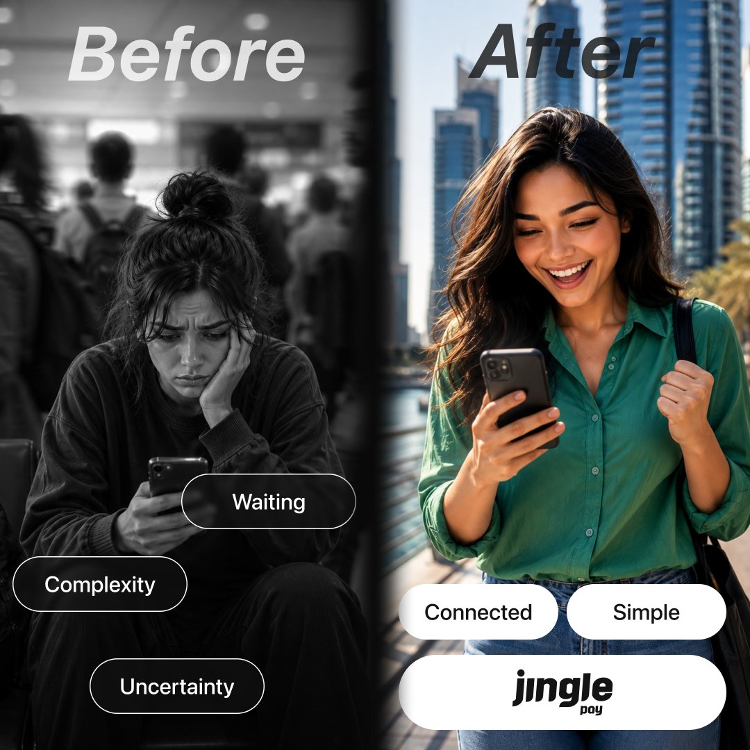 jinglepay's tweet photo. Less waiting. More living. ✨

Your money should move as easily as you do. 🌍

With Jingle Pay, cross-border payments are made simple, seamless and transparent.

Move money. Move forward. https://t.co/S4WxfkGUUq