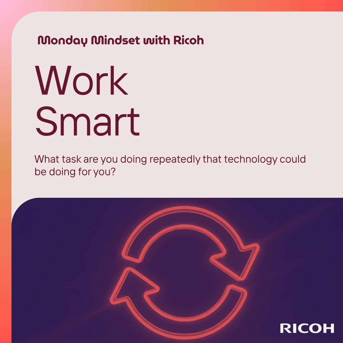 Ricoh_SA's tweet photo. Work smarter, not harder.

Small print challenges can create big productivity barriers. Ricoh's Managed Print Services help keep your teams focused on work that matters.

💬 Think your workplace could be working smarter? Drop a comment and let's chat.

#MondayMindset  #RicohMPS https://t.co/dB84nNB2Z7
