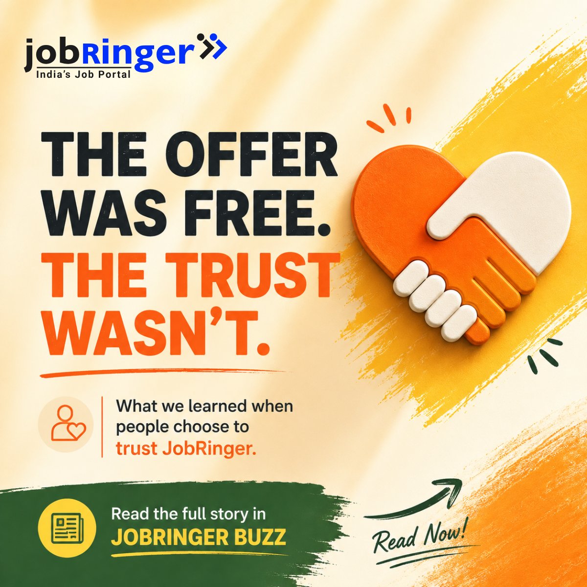 jobs_jobringer's tweet photo. The offer was free. The trust wasn’t.
JobRinger unlimited job applications for free.what stayed with us wasn’t the offer it was the trust people placed in us.
Read this week’s JobRinger Buzz:
#JobRinger #JobSearch #CareerGrowth #JobSeekers #JobRingerBuzz https://t.co/JHrVu7GTn5