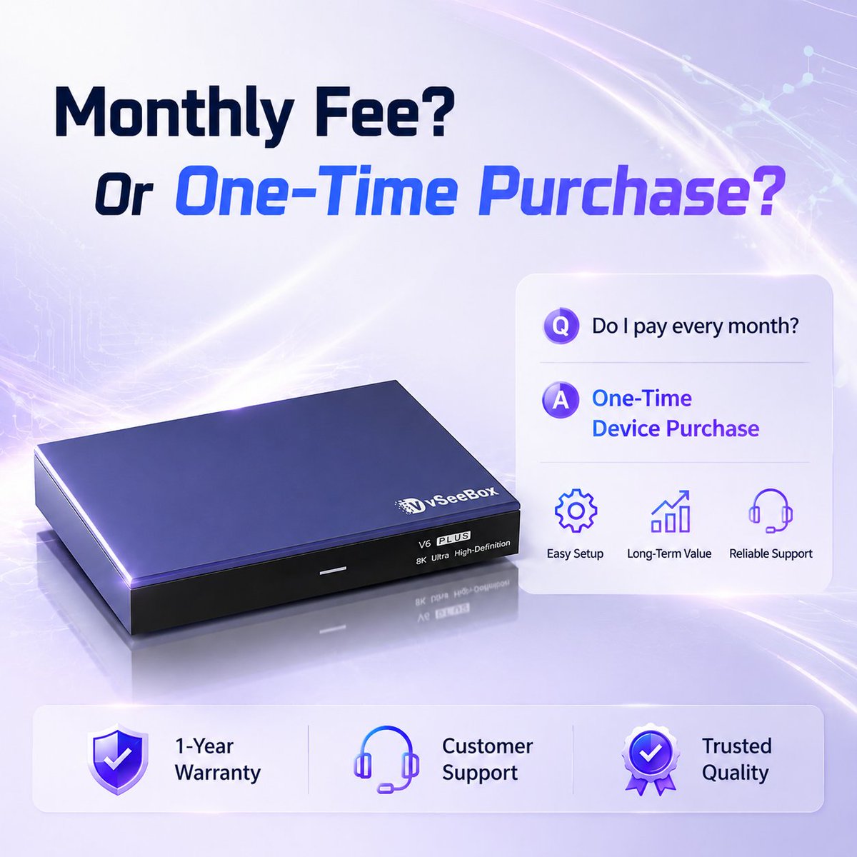 vSeeBoxOfficial's tweet photo. 💡 Monthly fee or one-time purchase?Choose the experience that fits your lifestyle.vSeeBox focuses on simple setup, reliable support, and a smarter entertainment experience. ✨#vSeeBox #SmartEntertainment #HomeEntertainment #TechTips

中文版本 https://t.co/JaarxCIzQc