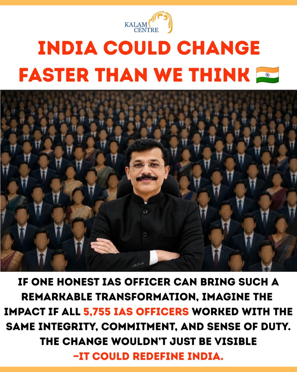 KalamCenter's tweet photo. The India We Deserve 📷
Tukaram is showing us how much can change when even one public servant chooses to do his job with honesty, dedication, and a genuine sense of responsibility.
At a time when stories of corruption and misconduct involving public officials often dominate the headlines, honest leadership deserves to be recognised and celebrated.
Citizens have a role to play in building a better India—but those entrusted with public institutions carry an even greater responsibility.
Good governance begins when those in power lead by example.
One honest officer may not change the entire system overnight.
But one honest officer can prove that change is possible. 📷📷
#TheIndiaWeDeserve #HonestLeadership #GoodGovernance #India #Integrity #PublicService
