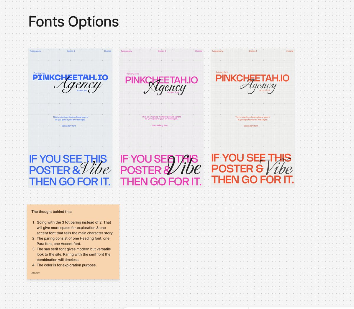 AtharvUXUI's tweet photo. Exploring font parings. 

This is how I present design options to my clients. 

I believe the process should always be about finding the right vibe. https://t.co/kT91wKdF2a
