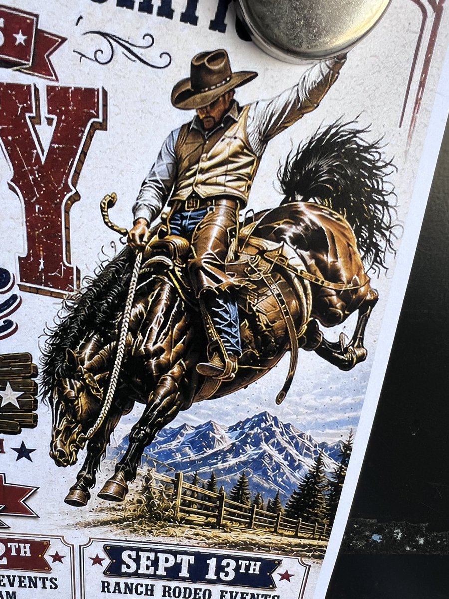 pinchemom's tweet photo. Local rodeo poster. Embarrassing #endAI https://t.co/0aSn5os0oo