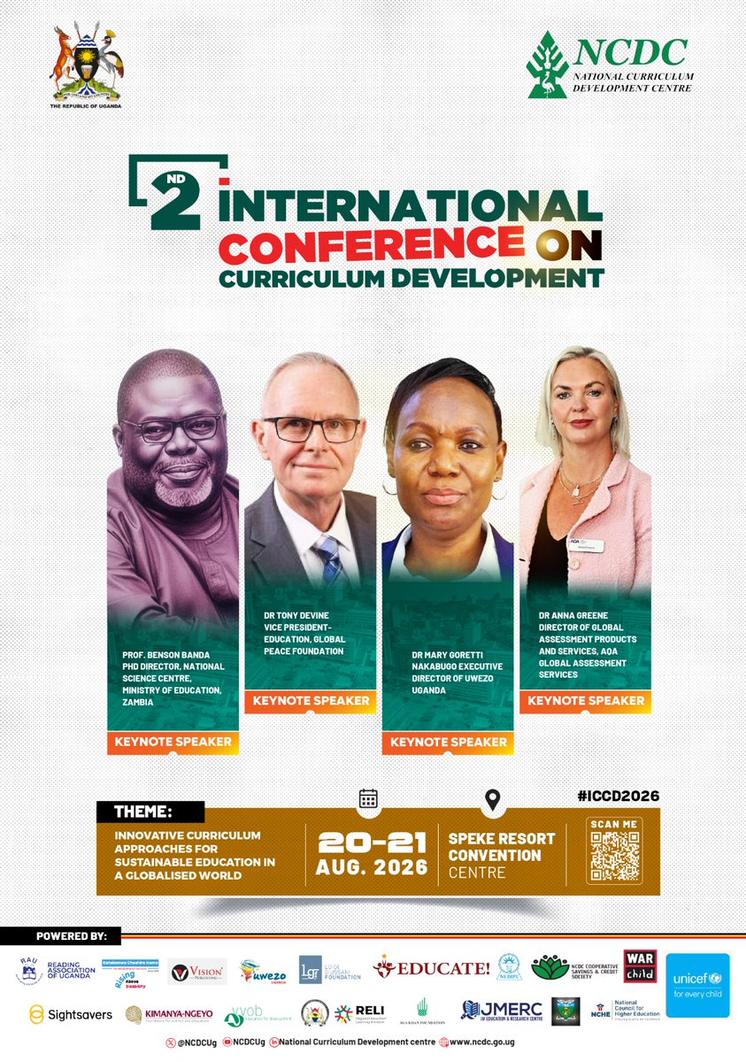 UwezoUganda's tweet photo. We are honored to have our Executive Director @MNakabug as a Keynote Speaker at the 2nd International Conference on Curriculum Development #ICCD2026! We look forward to connecting with experts from Uganda, Zambia, the UK, and beyond as we explore innovative approaches for sustainable education in a globalised world. Excited to contribute to these vital conversations this week, August 20th–21st, at the Speke Resort Convention Centre, Munyonyo-Kampala, Uganda.