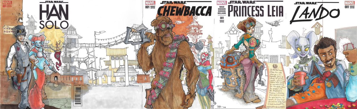 Doodlebags's tweet photo. Some old #starwars blank #comic covers I did #steampunkstarwars #princessleia #chewbacca https://t.co/9vTHLZxCgk