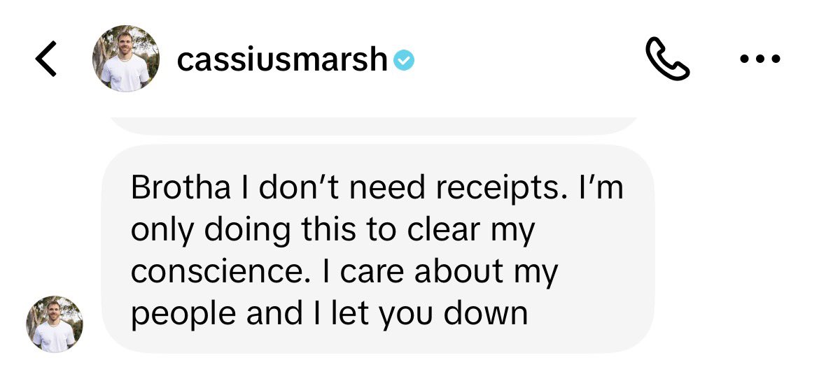 xDOPEYx's tweet photo. For everyone asking. I offered to send him receipts for the trip and he declined. Dudes just trying to cover his ass. Cause if I was in the wrong he wouldn’t have unblocked me and he wouldn’t have sent me 4K. He would have sent the lawyers. I thought this was over but dude made an absolute horrible response video and tried to smear me after presenting facts. Never said I'd already be there. I just never fully explained. Just like I never posted in ANY of my posts that I had health issues. Because some things are for the parties involved. And I wasn’t looking for sympathy. I posted facts. I made arrangements with my buddy AFTER talking to Cassius. Notice the hour long pause between messages..there’s a very excited reunification call going on at that time. He asked me how much the trip cost NOT JUST A FLIGHT. Hotel, rental car, round trip tickets AND new hotel and ticket. 

If you are a content creator or person with credibility and would like to see the full DMs please dm me and I will share a video message of our whole conversation. Understand I have zero to lose. I’m not the one needing to do damage control or save face. Which is exactly what unblocking me and offering to pay for the trip felt to me. So before anyone says I extorted him, he offered me SIX GRAND and I declined. Also if I never confirmed a flight how did he know the plane was gonna be there Monday? 

Cassius let’s really smash all this. You want to voice call and video debate all this or are we done peacocking?